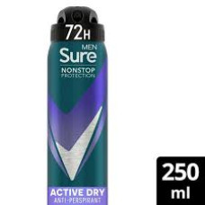 Sure AntiPerspirant Deodorant Spray Men Active Dry 250 ml